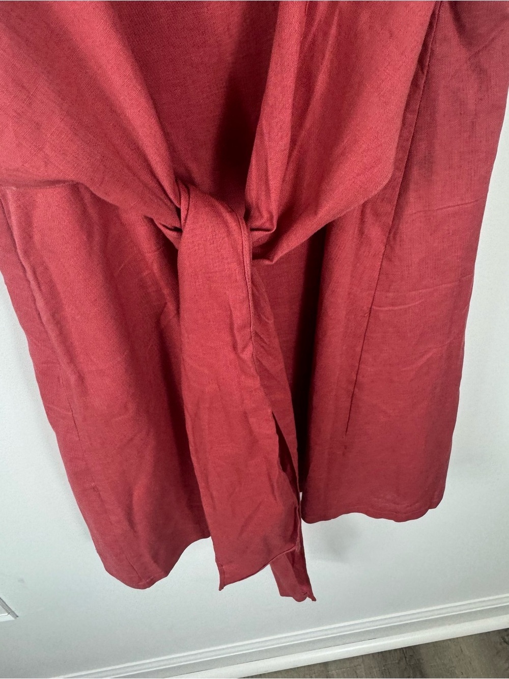 Lulus Louetta Rust Red Linen Blend Button-Down Mini Dress NEW Medium Summer - Picture 9 of 10
